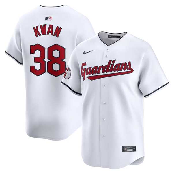 Mens Cleveland Guardians #38 Steven Kwan White Home Limited Baseball Stitched Jersey Dzhi